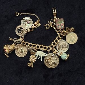 Vintage Charm Bracelet With Sterling & GF Charms